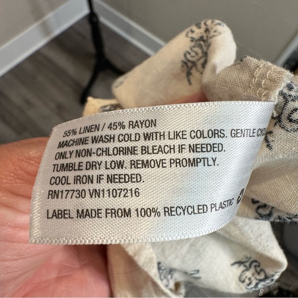 A New Day Relaxed Crop Fit Balloon Sleeve Boho Bohemian Linen Blend Top - Large - Picture 7 of 7